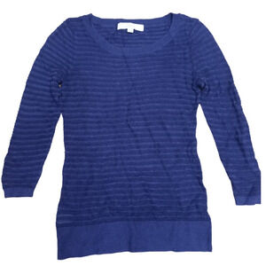 LOFT Womens Lightweight Size XS Navy Blue 3/4 Knit Sweater Work Casual